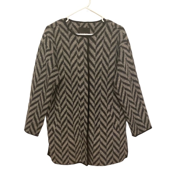 Talbots Wool Chevron Herringbone Pattern Long Sweater Jacket Coat Full Zip - Picture 13 of 13